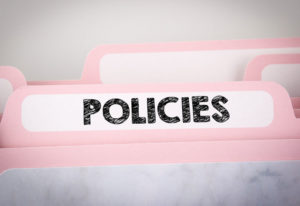 file folder label with the word Policies